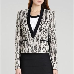 BCBGMaxAzria black print tuxedo style blazer